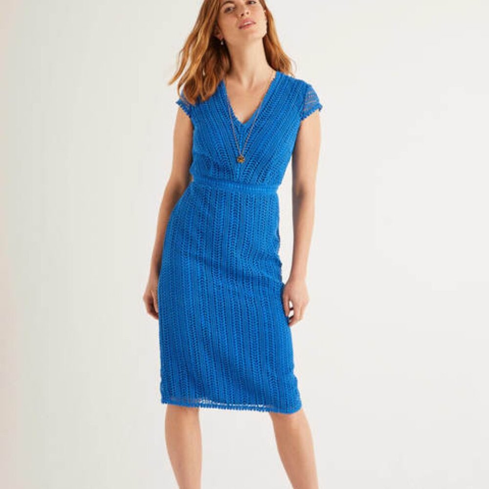 Boden Royal Blue Crochet Midi Dress